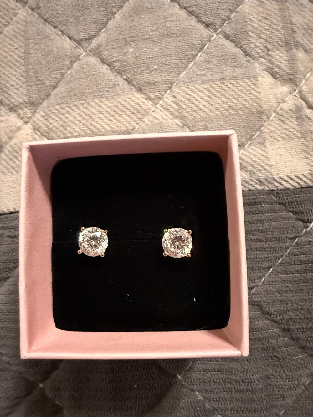 Simulated Diamond Stud Earrings in Rose Gold